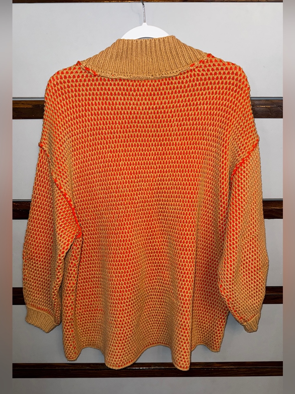 Free People $148 Maisie Knit Sweater 🧡 Size XS ✨ Like New 🧡 In Camel Tangerine - Picture 6 of 7